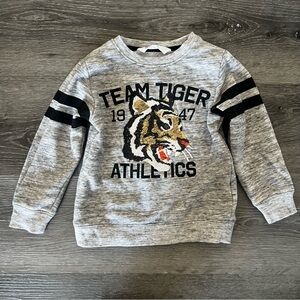 H&M Team Tiger Toddler Kids Gray Sweatshirt Size 4T Sequin Unisex Cozy Casual